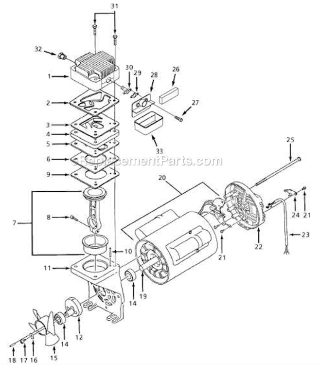 Page C Diagram and Parts List for WL604004 1998 Campbell Hausfeld Compressor